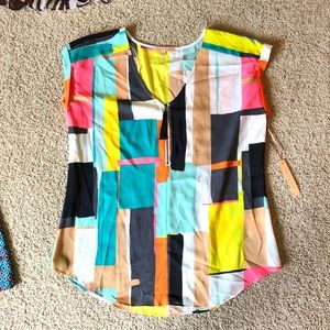 NWT Colorful Block Top